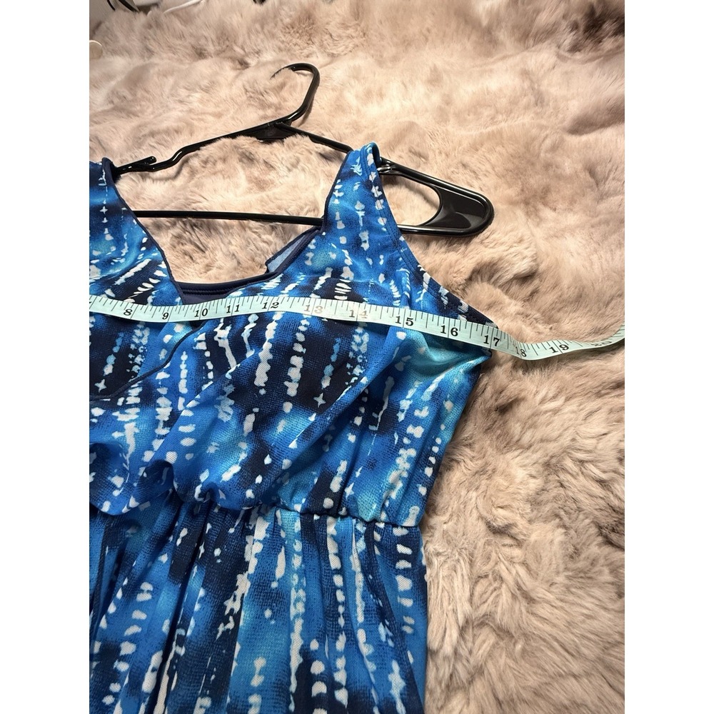 Denim & Co Beach Blue Shibori Tie Dye V-Neck Surplice Swim Dress Women's Size 10 - Picture 5 of 8